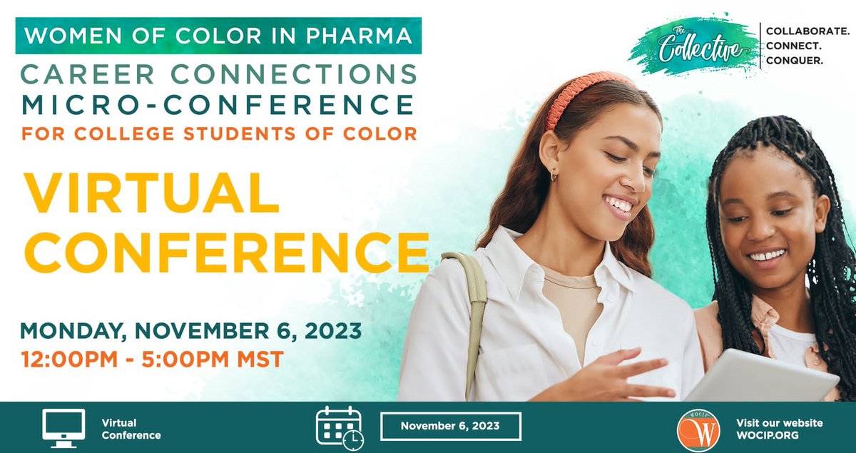 Join the Women of Color in Pharma (WOCIP) Virtual Career Connections Micro-Conference on Monday, November 6th from 12:00 pm-5:00 pm MST. This is completely FREE!  

Registration is open here: lnkd.in/g9-tvE9Z