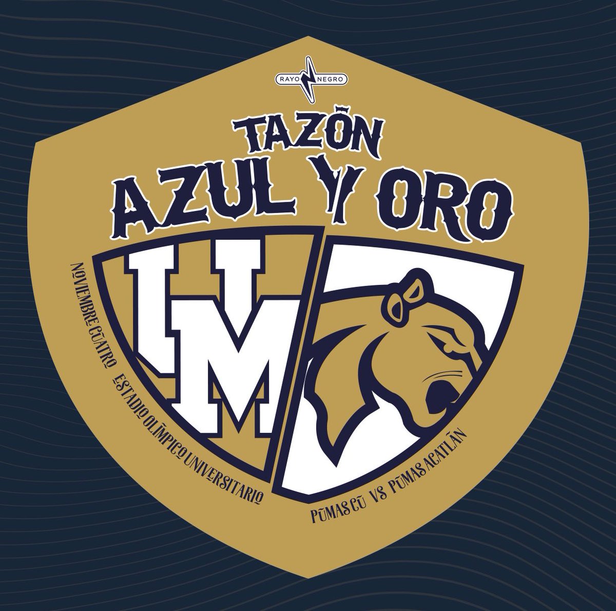 El Tazón Azul y Oro Rayo Negro se juega éste sábado!

<a href="/PumasCU_fba/">Pumas CU FBA</a> vs <a href="/AcatlanPumas/">Pumas Acatlán Football</a> 

#NoCualquieraVisteRayoNegro