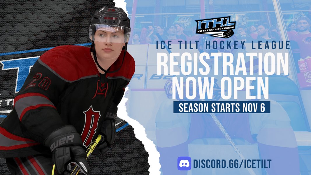 Last Chance to Register! 🏒

NA S15 &amp; EU S3 start in 1 week!

Join 40+ NA Clubs and 7+ EU Clubs in the first NHL 24 ITHL season!

Register below! 👇
📝 forms.gle/ESN8L8tQwb6d6C…
🗣️ discord.gg/icetilt

Registration closes late night on TUES OCT 31.