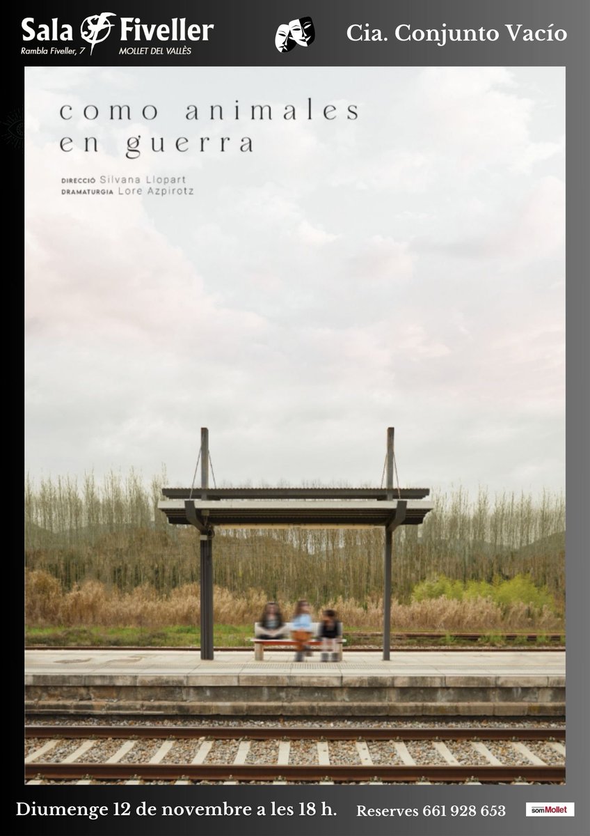 Diumenge 12 de novembre a les 18h us presentem "COMO ANIMALES EN GUERRA". Una tragicomèdia àcida que parla de l'individu i el grup, la identitat i la soledat. A càrrec de la Cia. Conjunto Vacío.
