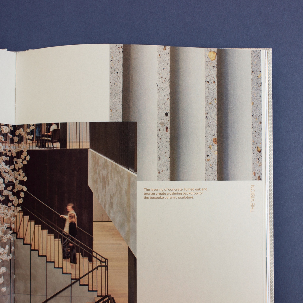Team_ThemDesign's tweet photo. The book design reflects &amp; embodies many of the building’s guiding design aesthetic principles: Creating a sense of space, clean &amp; modern grids, a confident use of a neutral colour palette, and an eye for detail.

#EditorialDesign #Book #Designinspiration #officedesign #brand https://t.co/6Arh1vkBXh