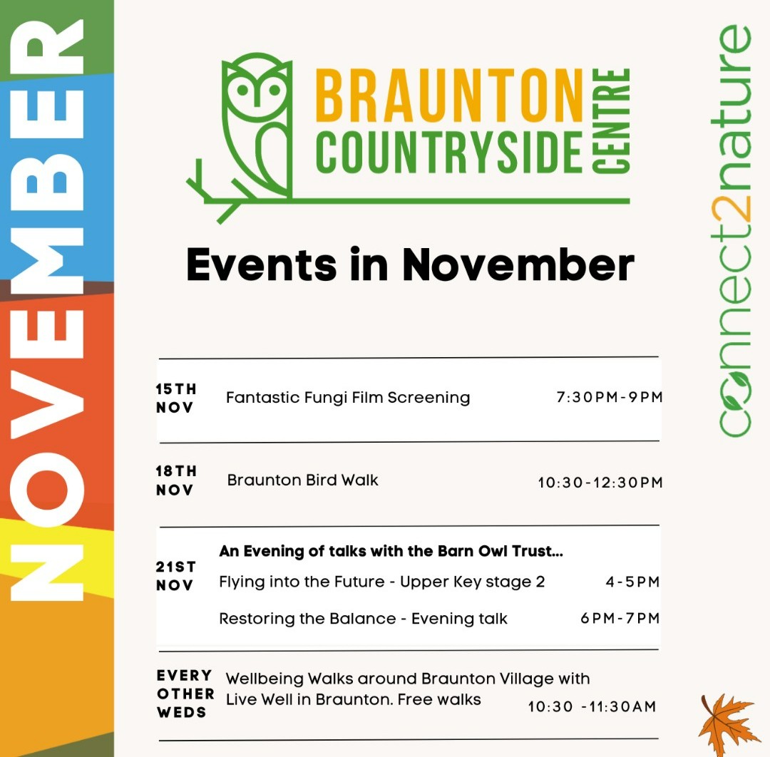 Our November event schedule is here! 🍁🍂

After a busy half-term, we are focusing on some other parts of the #connect2nature project, but there are still some great events to join at the Countryside Centre over the next month. 

#connect2nature