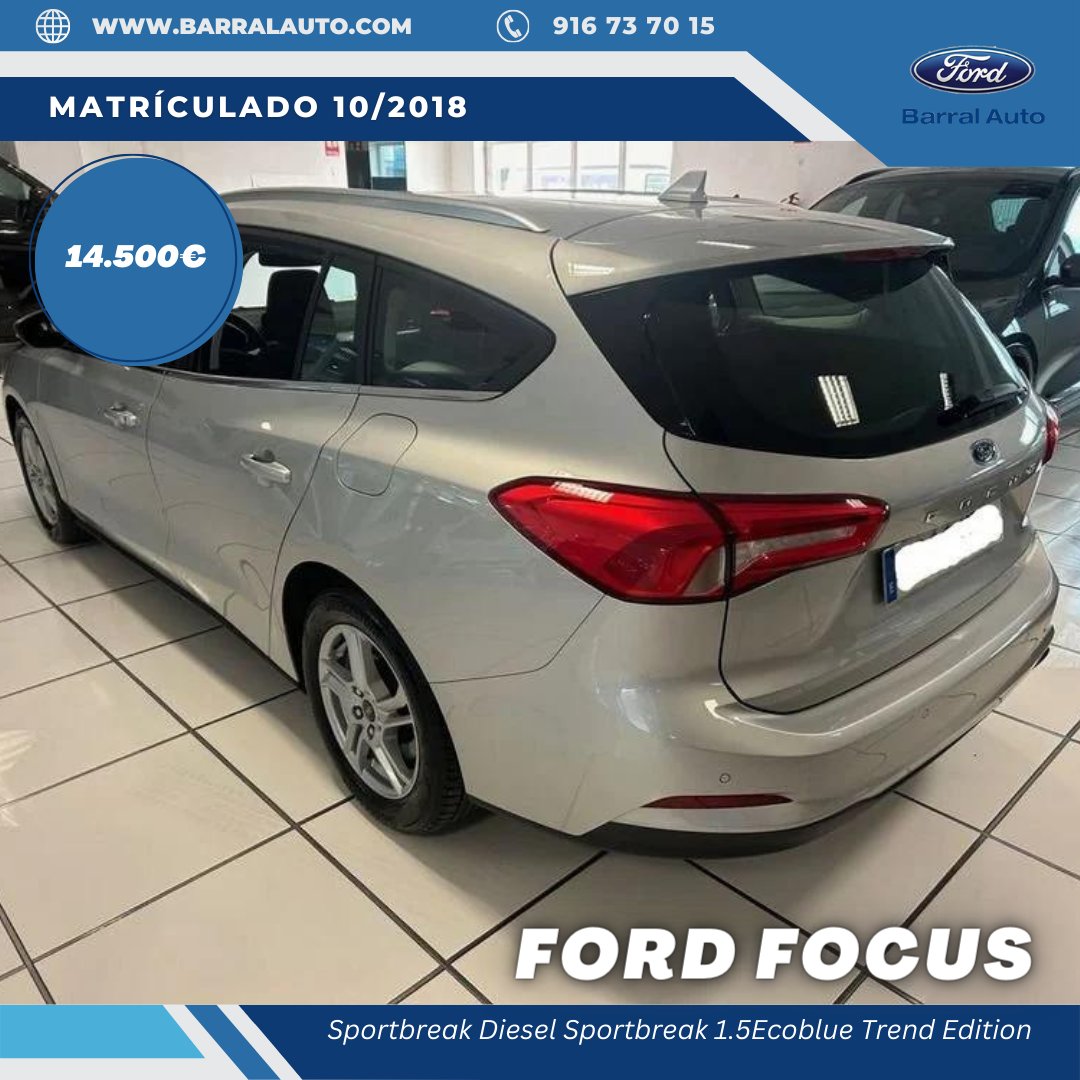¡Elige la experiencia de conducir lo que mereces! 🚗

En #barralauto tenemos este #FORD #FOCUS  #seminuevo por tan solo 14.500€ y 24 meses de garantía.

Ven a descubrirlo a 📍 Av. dela Cañada, 48 Coslada (Madrid) o 📲 llámanos al 916 73 70 15