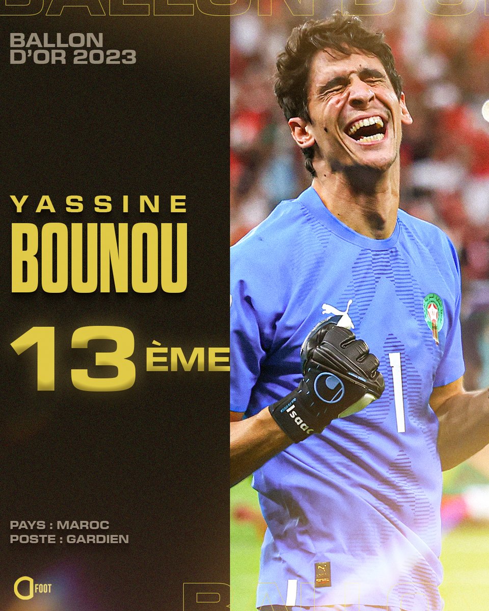 ActuFoot_'s tweet image. 🚨 13ème du #BallonDor : 

𝗬𝗮𝘀𝘀𝗶𝗻𝗲 𝗕𝗢𝗨𝗡𝗢𝗨 🇲🇦
