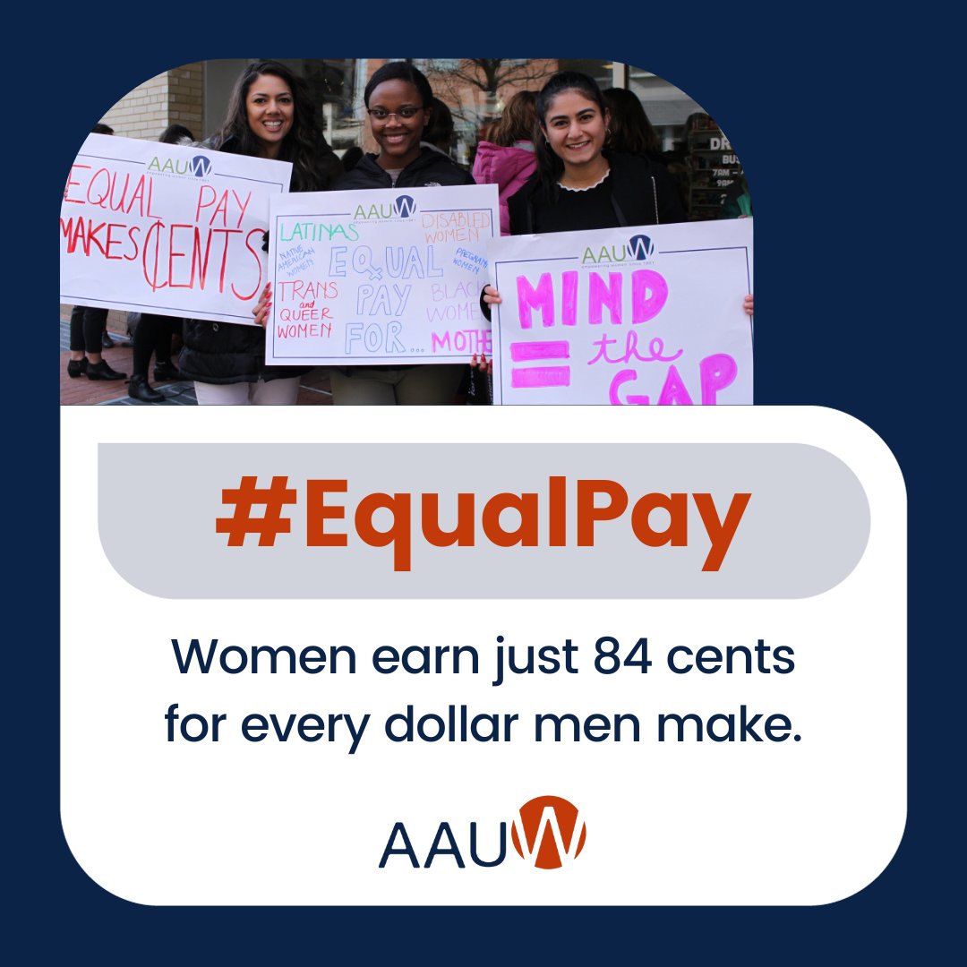 AAUW's tweet image. 📢 All the work, half the pay – it&apos;s time to make a change. Women earn just 84 cents for every dollar men make. And for Black and brown women, the numbers are even worse. Support equity now: donate here ➡️ bit.ly/3ts2Tkv #EqualPay #SupportEquity