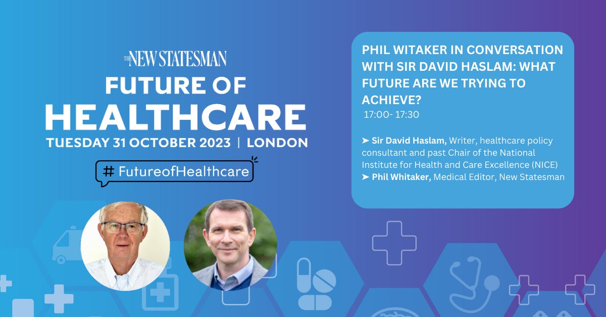 #FutureofHealthcare session: In conversation with Sir David Haslam: What future are we trying to achieve? is our final talk of the day will be starting in 15-minutes