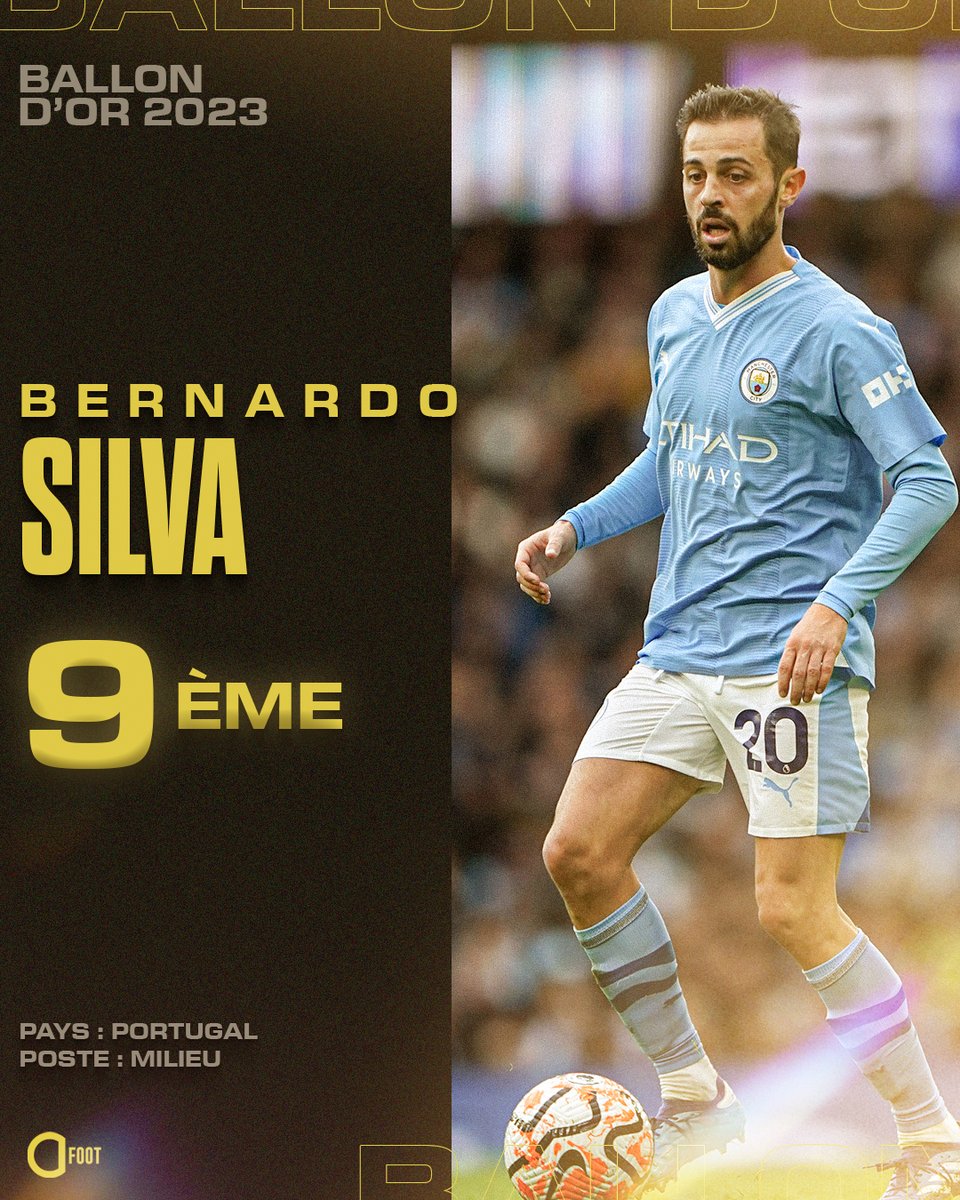 ActuFoot_'s tweet image. 🚨 𝗕𝗘𝗥𝗡𝗔𝗗𝗢 𝗦𝗜𝗟𝗩𝗔 🇵🇹 est 9ème du #BallonDor !