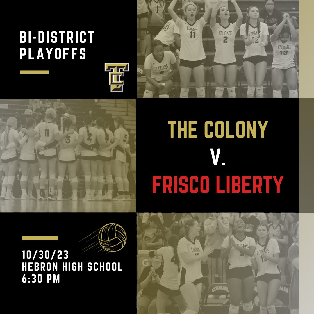 It’s playoff time!!🏐💛🖤 come out tonight to Hebron High School @ 6:30 PM to support your Lady Cougars!!