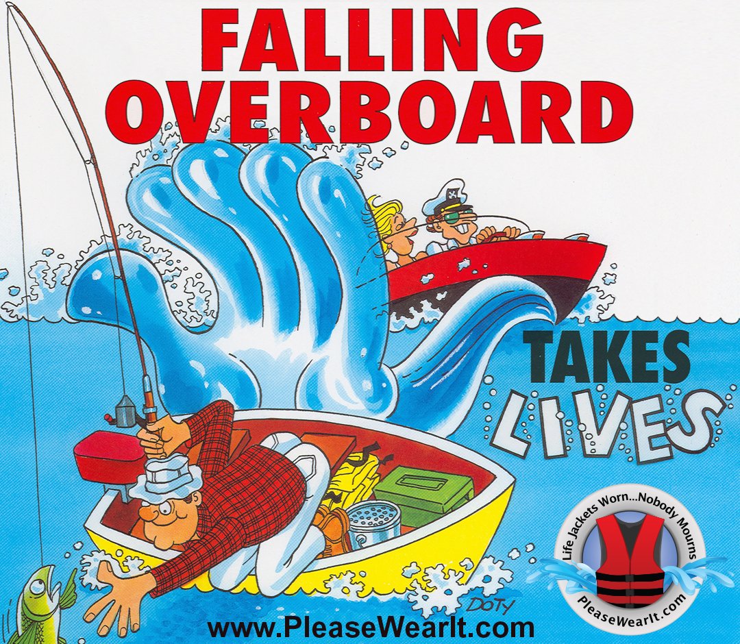 Falls are a major cause of boating deaths. In the past 3 years, according to U.S. Coast Guard recreational boating statistics, 32% of deaths are from falls, either in a vessel, overboard, or being ejected from a vessel. Expect the Unexpected, #PleaseWearIt.