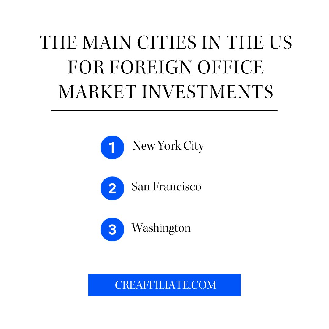 🌆 Looking to invest in the US office market from abroad? Here are the top 3 cities to have on your radar! 🏢✨ #USRealEstate #ForeignInvestment #TopCities #CREAffiliate