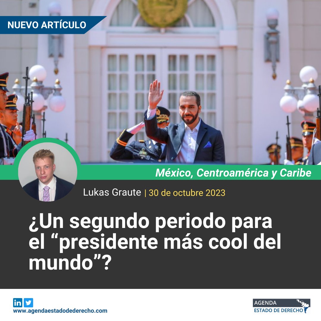 Este artículo, escrito por ✍️ Lukas Graute, reflexiona sobre la posible reelección de Nayib Bukele en El Salvador 🇸🇻 y el papel crucial de los órganos constitucionales en mantener el control democrático. Lee más aquí: agendaestadodederecho.com/nayib-bukele-u…