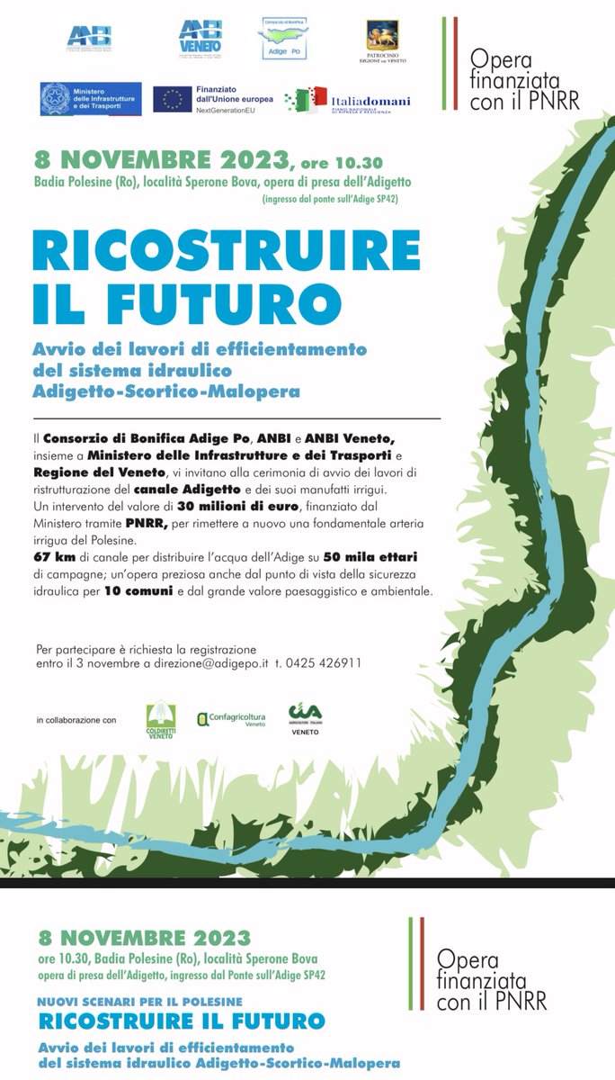 Ricostruire il futuro <a href="/ANBI_Nazionale/">ANBI</a> <a href="/AnbiVeneto/">Anbi Veneto - I Consorzi di Bonifica</a>