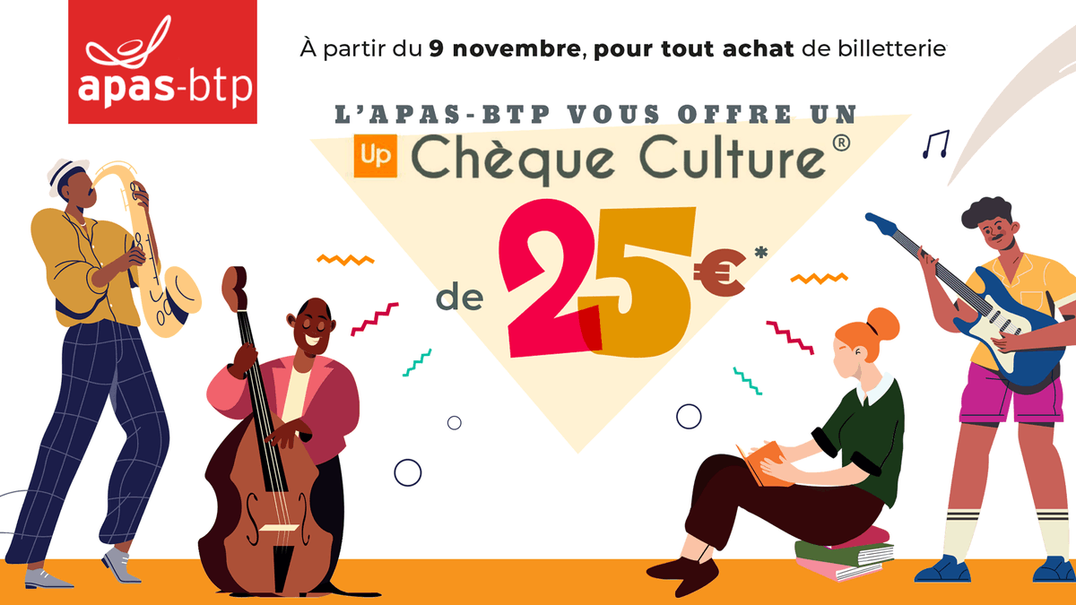 APASBTP's tweet image. 🔶 L'Opération Chèque Culture est de retour !

À partir du 9 novembre 2023, pour chaque commande de billetterie sur notre site dans la section "billetterie loisirs", L'APAS-BTP vous offre un chèque culture de 25€

Plus d'infos 👉 bit.ly/APAS_ChequeCul…

#APASBTP