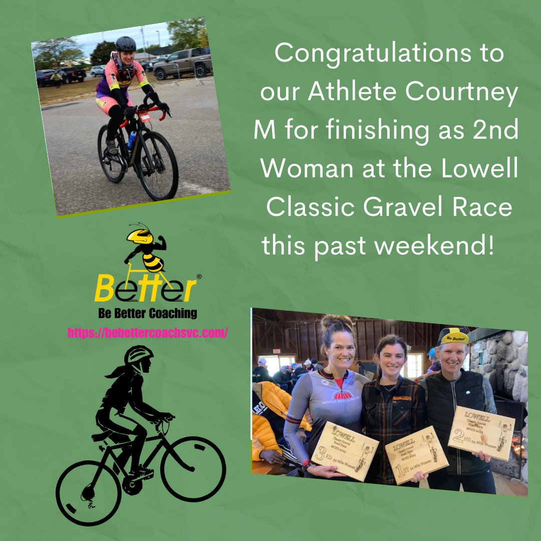 Please join us in congratulating our Athlete Courtney on her 2nd place finish this weekend at the Lowell Classic and her 4th place in the Season Series!
#BeBetterCoaching
#athletes #shero #sheisstrong #sheisfierce #sheinspireme #shewhodares #QOM #gravelwomen #laufcycles