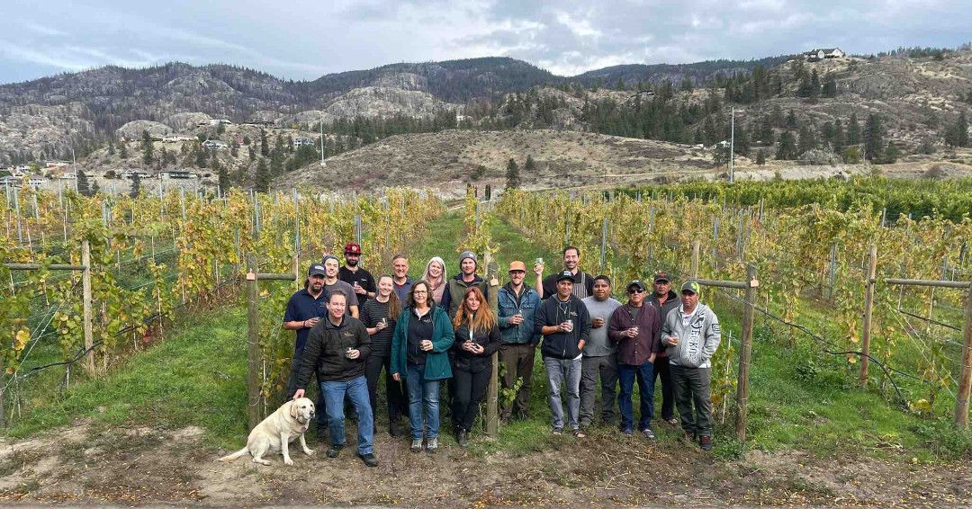 BlastedChurch's tweet photo. Cheers ๐ฅto when we picked and destemmed the last of our fruit for the 23 season on Oct.15!
๐ to this team right here! #BCWine #Okanagan #EXploreBCWine https://t.co/Z3l4ELTFdV