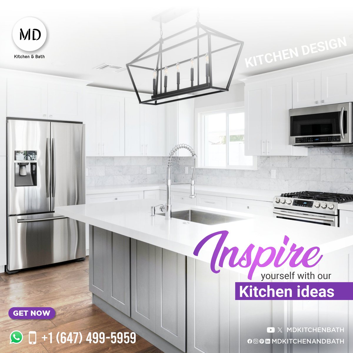 Inspire yourself with our kitchen ideas
Here are some of the hottest kitchen design trends for 2023:

Shaker kitchens
Glazed kitchens with chocolate cabinets:
Frameless kitchens

#kitchen #design #ideas #2023Kitchen #mdkitchen #Mdkitchenandbath