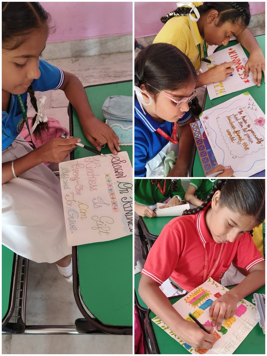 NishuJoshi16's tweet photo. Activity: Slogan Writing on Kindness  📝
SDG Goal No. 4,16,10
Grade 5️⃣🅱️ at STS World School unleashed their creativity today in an inspiring way. Our young minds expressed their thoughts on kindness through slogan writing. @Prabhjo60556013 @KulbirK34024539
@cbseindia29 https://t.co/tg46daiBYP