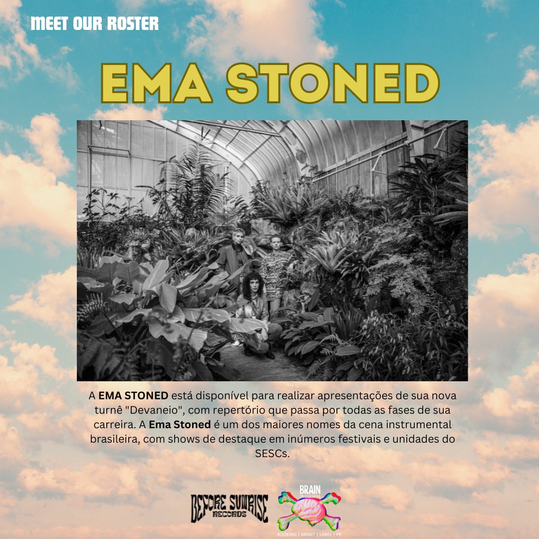 Before Sunrise Records 🌞 (@beforesunrecs) on Twitter photo 🚨Meet Our Artists🚨
Artist: <a href="/EmaStoned/">Ema Stoned</a>
Instrumental and Disgressive rock trio formed by Alessandra Duarte (guitar, effects), Theo Charbel (drums), and Elke Lamers (bass, effects). Recently, they released a new album "Devaneio" (18/07/2023, via <a href="/beforesunrecs/">Before Sunrise Records 🌞</a>). 🚨Meet Our Artists🚨
Artist: <a href="/EmaStoned/">Ema Stoned</a>
Instrumental and Disgressive rock trio formed by Alessandra Duarte (guitar, effects), Theo Charbel (drums), and Elke Lamers (bass, effects). Recently, they released a new album "Devaneio" (18/07/2023, via <a href="/beforesunrecs/">Before Sunrise Records 🌞</a>).