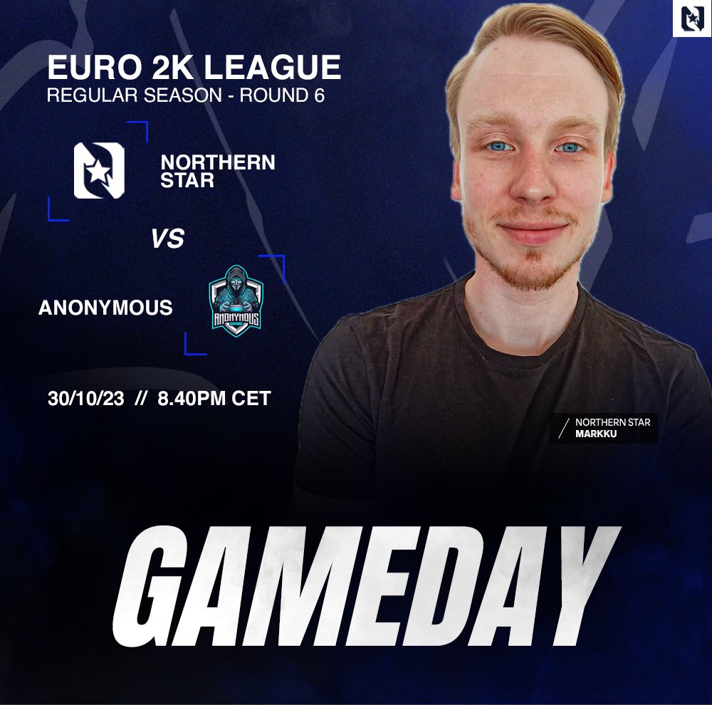 Really important game for us.

🏆- <a href="/Euro2KLeague/">𝗘𝗨𝗥𝗢𝟮𝗞𝗟𝗘𝗔𝗚𝗨𝗘</a> 
🆚 - Anonymous
⏰ - 8.40PM CET
📺 - twitch.tv/northernstarfi

#UnderTheStar
