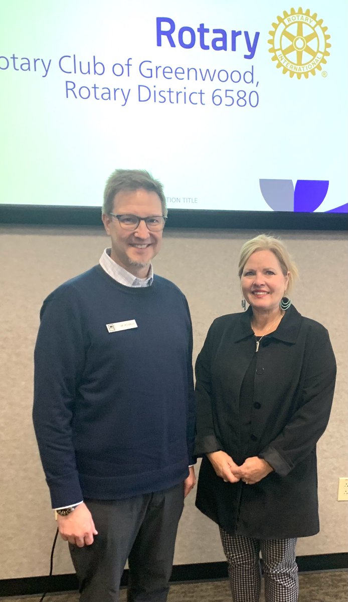 StevePowell_1's tweet photo. Dr. Kimberly Roop, MD, President, Anthem Blue Cross and Blue Shield Indiana’s Medicaid Plan, spoke at the Oct 30 meeting of of Greenwood Rotary.  Dr. Roop’s team delivers Medicaid benefits to over 750,000 Hoosiers.  With Dr. Bill Kovach, Club President and C-9 Director https://t.co/rwWNbHQPY3