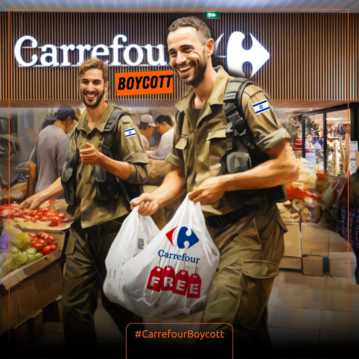 Yaptığınız her alışveriş gazzeli masumların üzerine bomba olarak yağıyor. Unutma! #CarrefourBoycott