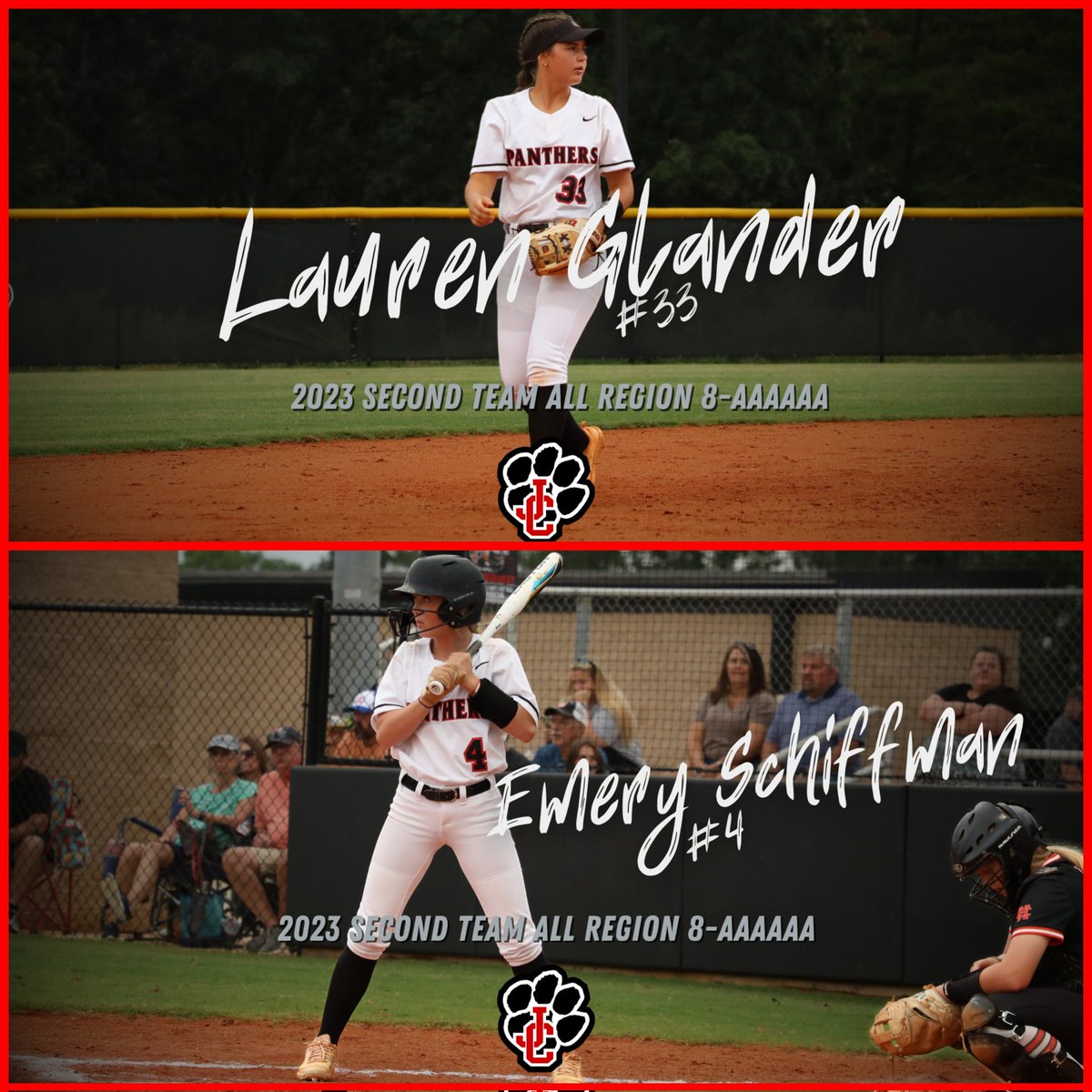 Softball honors for our Panthers have been announced!
⬛Region Defensive Player of the Year - Kylen Hewell 
🟥1st Team All Region -Maegan Brownlee, Marley Grounds &amp; Raeghan Thompson 
⬜ 2nd Team All Region - Lauren Glander &amp; Emery Schiffman 
Congratulations Ladies!  #ProudtobeJC