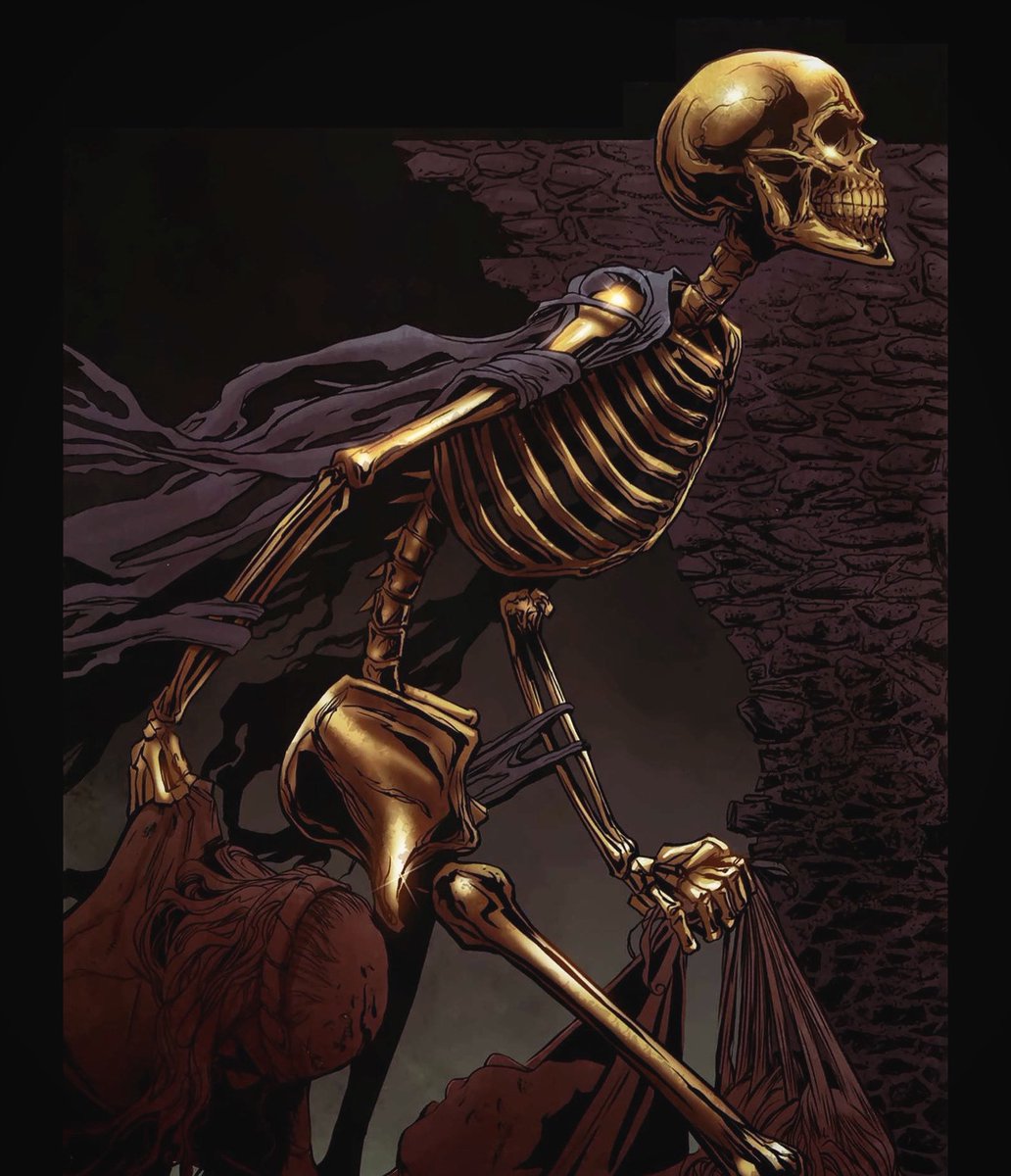 RenaeDeLiz's tweet photo. AZRIEL making people pay for boiling him alive in gold. Cover for Anne Rice’s Servant of the Bones GN I drew. Inks/Colors @RayDillon
#idw #azriel #annerice #servantof the bones #skeleton #scary #revenge #gold #comics #art #renaedeliz https://t.co/TtxawPI8Oe