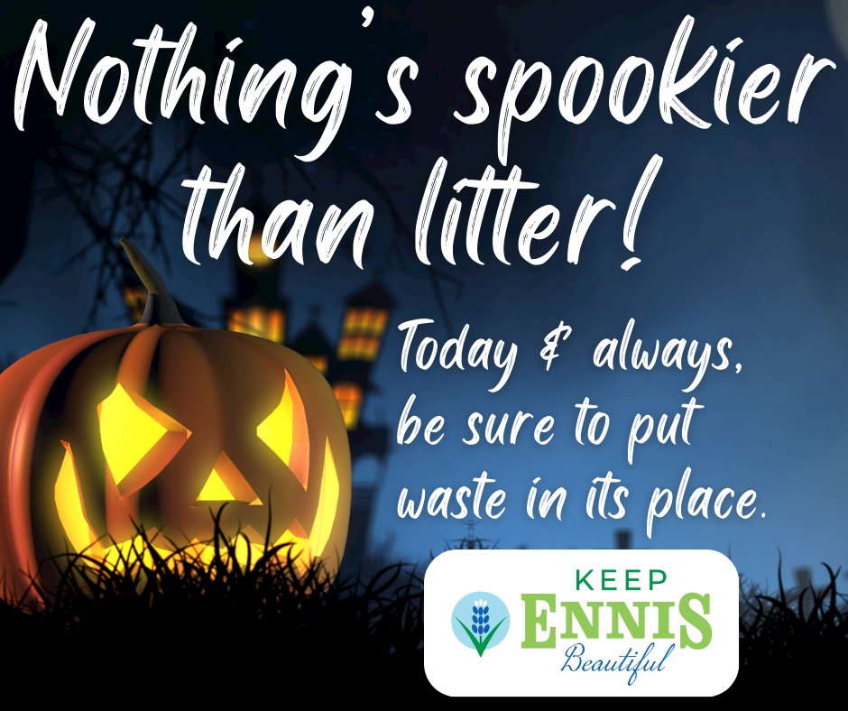 EnnisBeautiful's tweet photo. It's hard to keep from munching on all of those delectable sweets while you're out trick or treating. But please be sure the wrappers make it into a trash bin.
.
It takes ALL of us to keep Ennis beautiful! https://t.co/y6KDm4aO1n