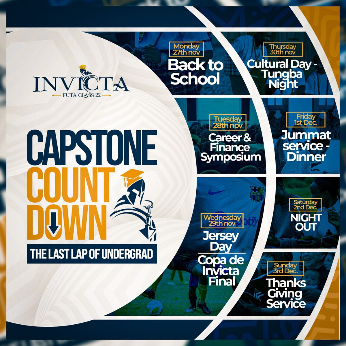 ClassInvicta's tweet photo. Feel the thrill, sense the excitement, and embrace the future!

Join us as we draw closer to our last days in FUTA: CAPSTONE COUNTDOWN 

Get ready to step into a world of endless possibilities as we gear up for graduation👨‍🎓👩🏽‍🎓 

The countdown beginsssss🥰⏳🕰️ https://t.co/IUkBoN40Iw
