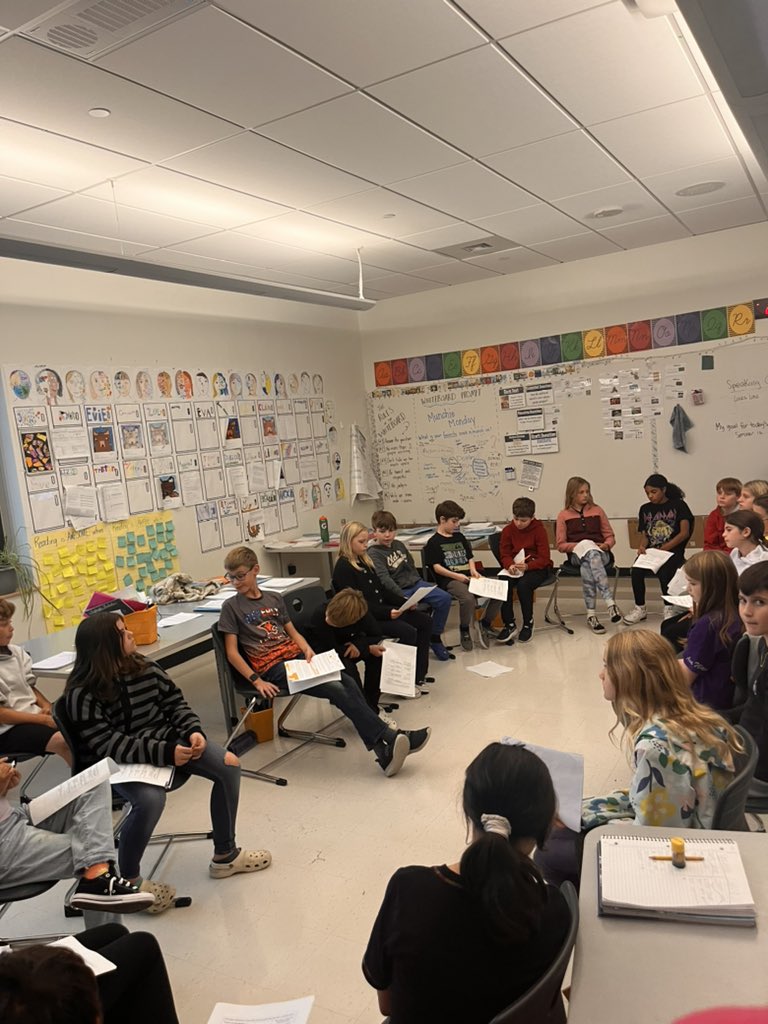 Incredible Socratic Seminar in grade 5 discussing the roles of stories in the Nez Perce culture. These kiddos crushed the use of text evidence from multiple sources &amp; demonstrated impressive accountable talk &amp; respect for their classmates’ ideas. <a href="/WitWisdomELA/">Wit & Wisdom English</a> <a href="/beverlyms_cubs/">Beverly Middle School</a>