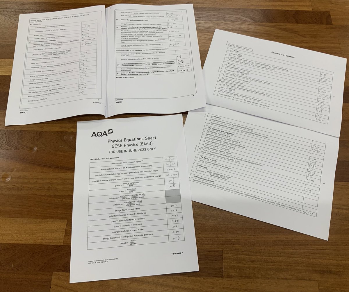 Formula sheets should be made available in GCSE Physics exams every year (as they were in 2022 and 2023 exams)

RT if you agree

- Makes Physics seem ‘friendlier’
- Formulas are learnt through regular use of formula sheets

@EducationGovUK @OfQual <a href="/AQA/">AQA</a> <a href="/PearsonEdexcel/">Pearson Edexcel</a> <a href="/OCRexams/">Brand Changed</a>