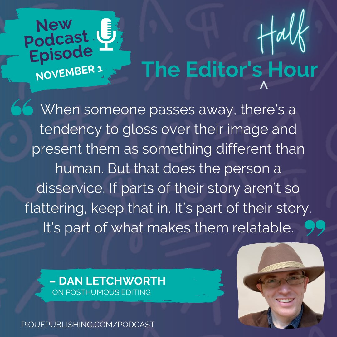 @DanLetchworth shares his words of wisdom about Postumus editing in the upcoming episode of The Editor’s Half Hour podcast. Stay tuned on November 1 when we drop the next episode.

#PostumusEditing #DevelopmentalEditing #CopyEditor #EditorialServices #PodcastInterview #Podcast