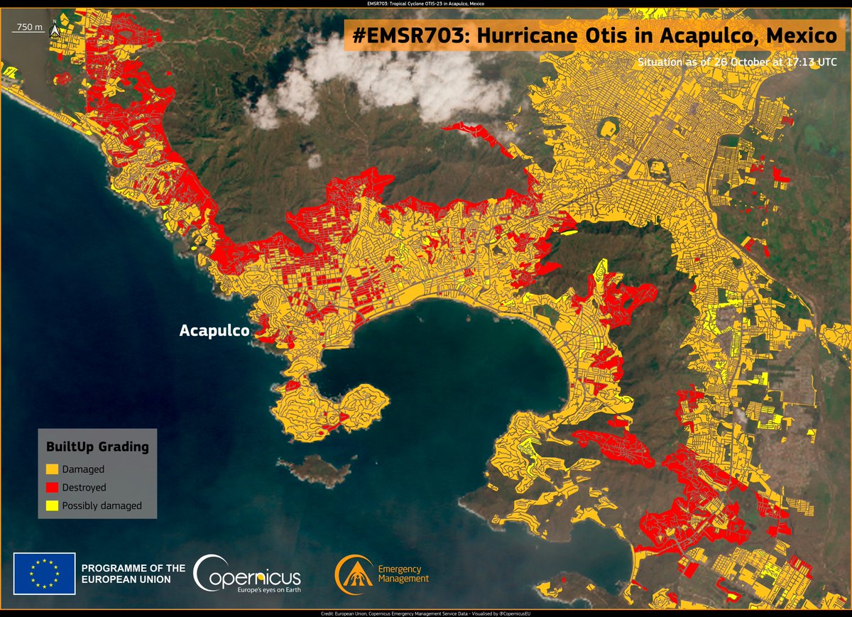 PGDynes's tweet photo. The remnants of a climate bomb are similar to a nuclear one. Almost no area of #Acapulco has avoided damage, with extensive destruction evident throughout. Huge areas were totally destroyed. The "storms of my grandchildren" are already here. https://t.co/fYhN9phdHA