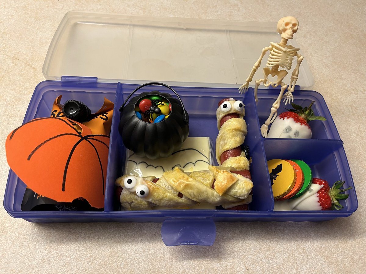 I didn’t grow up celebrating Halloween. It’s wasn’t big in NZ. Somehow the parenting compromise has become a spooky lunchbox instead. 
They’re all teens &amp; can handle their own insane sugar highs. No teachers were harmed in the provision of these lunches.
And I’m excited for mine!