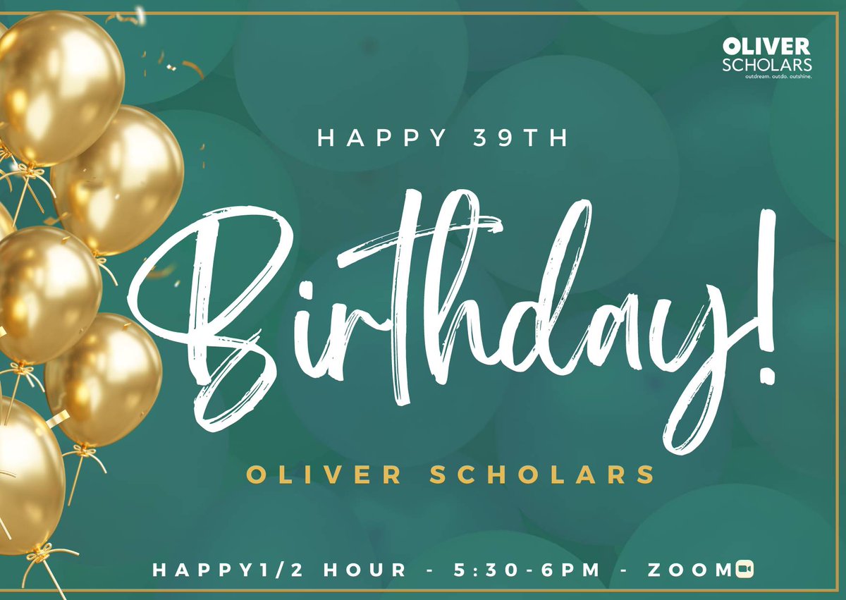Join us on TONIGHT for a special virtual celebration marking 39 years of Scholarship, Leadership, and Service with Oliver Scholars.  Click to join.
oliverscholars.zoom.us/j/2185770098?p…
Can't Make it? Consider making a gift  $39 or more, in honor of Oliver Scholars, oliverscholars.org/donate