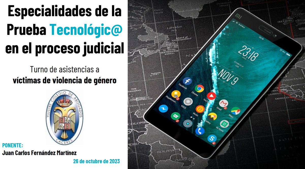 Ponencia en el Colegio de Abogados de Cáceres sobre prueba tecnológica en asuntos de violencia de género dlvr.it/Sy8plV