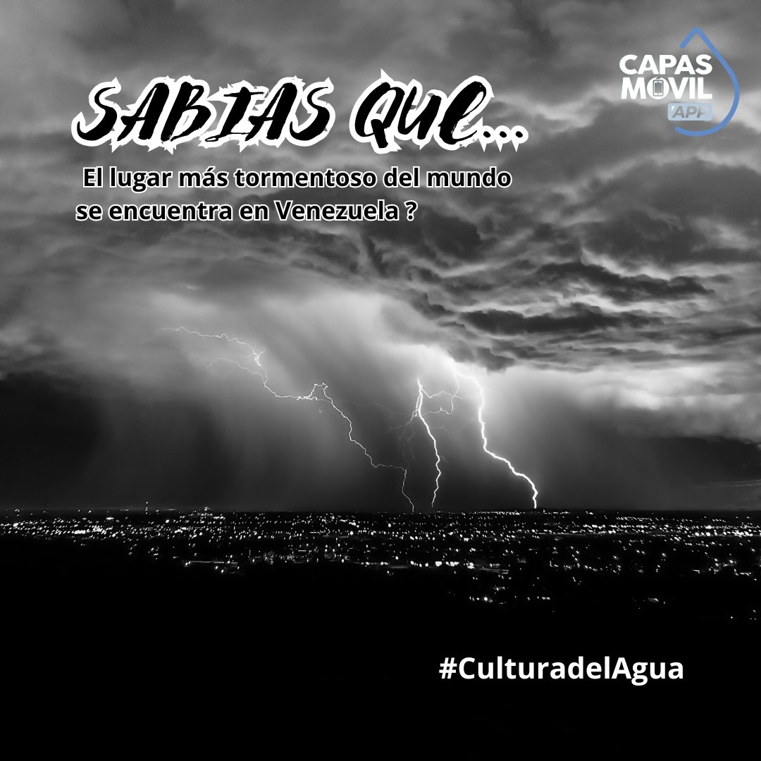 🌩️🤯¡#SabíasQue! El lugar más tormentoso del mundo se encuentra en Venezuela 🇻🇪
En el Lago de Maracaibo, Venezuela, experimentan más de 260 días de tormenta al año, generando más de 1.7 millones de rayos anualmene.⚡🌪️

#RelámpagoDelCatatumbo #CAPASMovil #CulturadelAgua