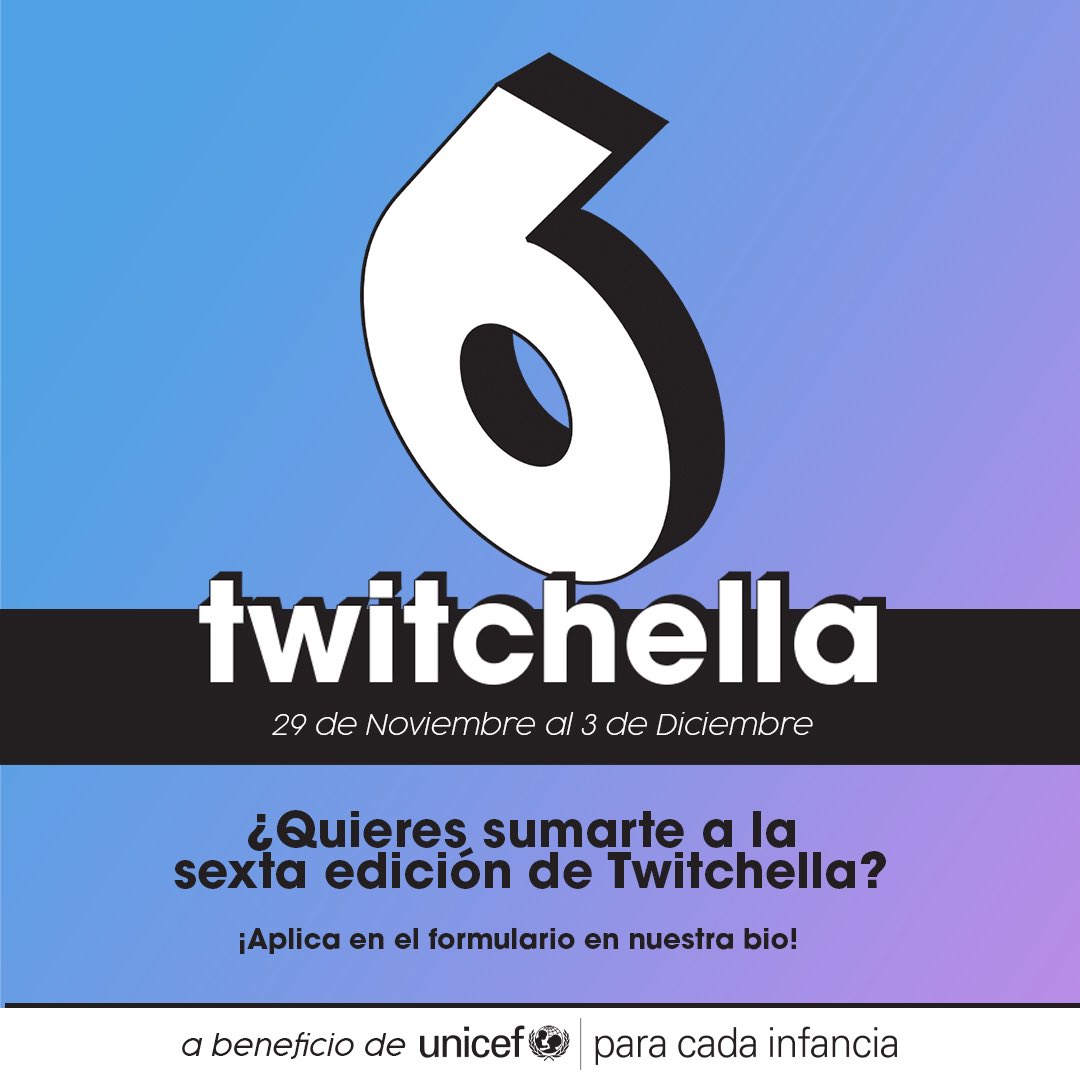 #Twitchella está de regreso y estamos con aplicaciones abiertas para streamers! 

Aplica y súmate para apoyar a la niñez panameña 🫶🏻 Todo lo recaudado es a beneficio de <a href="/UNICEFPanama/">UNICEF Panamá</a> 

Aplica aquí: forms.gle/GGRNKncbFfBLJP…

O menciona a tu streamer favorito ;)