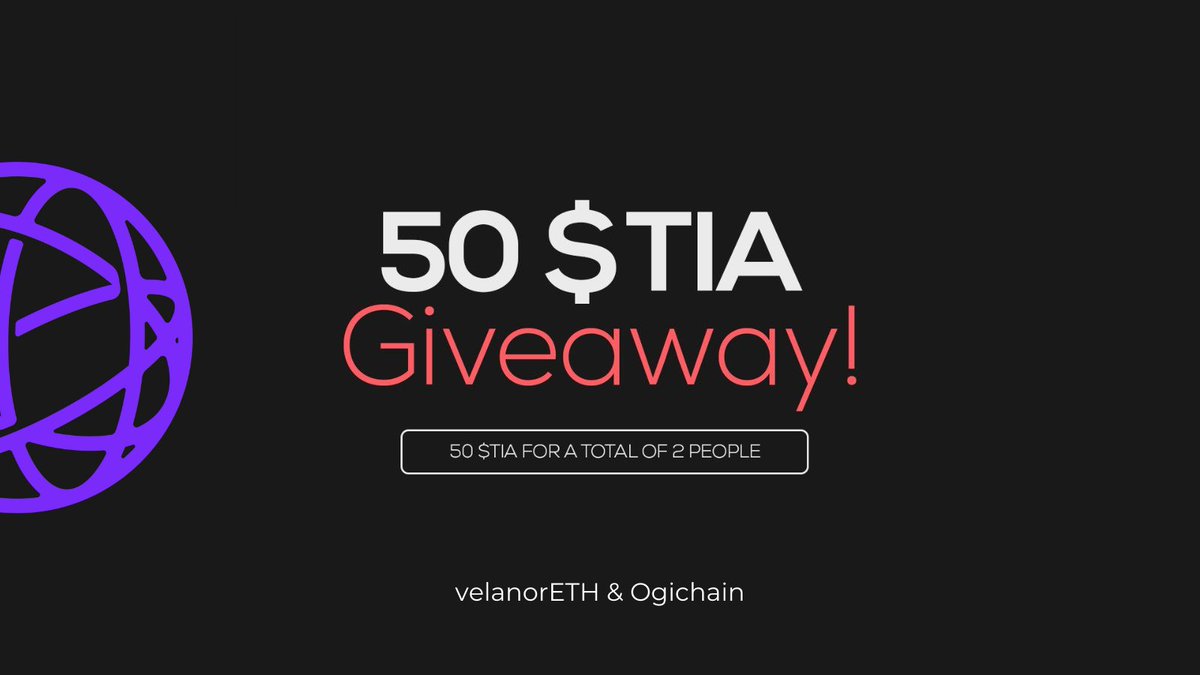 Binance listeleme haberiyle birlikte hype'ı zirveye çıkan $TIA Tokenden 2 kişiye, toplamda 50 $TIA hediye ediyoruz.  🍀

➡️ Takip Et;

👉 <a href="/velanorETH/">velanor.eth</a>
👉 <a href="/ogichain/">ogichain</a> 
👉 <a href="/HoodiesCT/">Hoodies ©️</a> 

➡️ 2 arkadaşını etiketle.
➡️ Postu Retweetle.

 Bol şanslar. ❤️