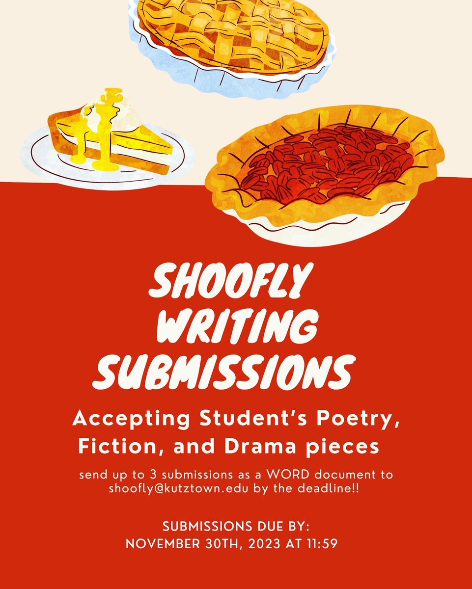 KUShoofly's tweet photo. Shoofly submissions due one month from today !!
—- 

#kutztownuniversity #writing #literarymagazine #shortstorysubmissions #kutztown #writers #poetrysubmissions #scriptsubmissions https://t.co/W8QnAcSx5D