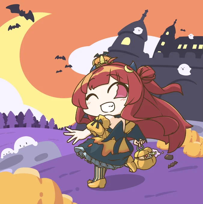 ロアちゃん今日は10月31日ハロウィーン 10月最後に仮装して悪戯しに行ってお菓子を貰えるだなんて子供にとって嬉し楽しいイベントだよね ロアちゃんはどんなお菓子が食べいかな? 好きなお菓子いっぱい食べてこ〜  今までハロウィーンな時に描いたロアちゃんなやつ  #ロアちゃんへ