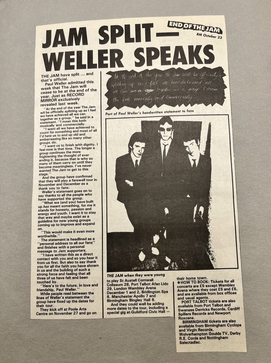 From the music weekly’s 1982 read ‘em and weep, the day we feared had arrived 😭 #TheJam