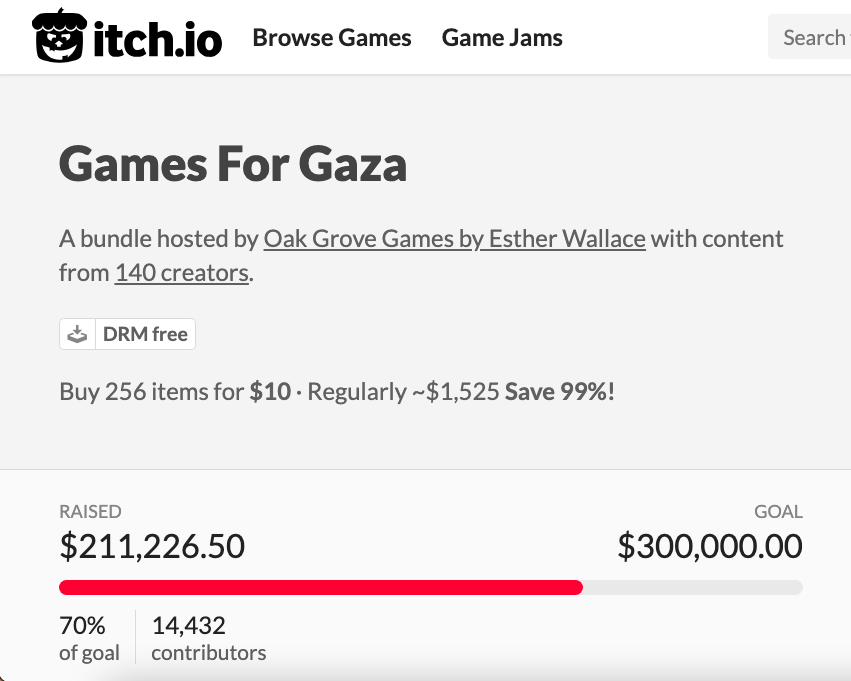 Itch.io's new Games for Gaza bundle is raising funds for medical