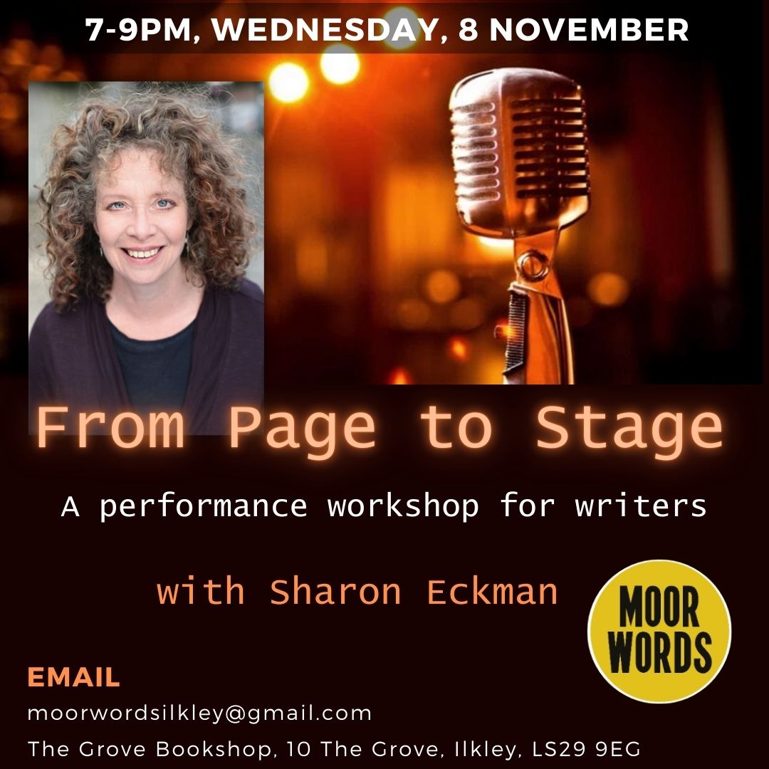 A reminder that super talented performer, writer and teacher Sharon Eckman (@SharonEckman) is coming to @GroveBookshop on Wednesday, 8 November to teach 'From Page to Stage' - a workshop on performing your words in front of a live audience.