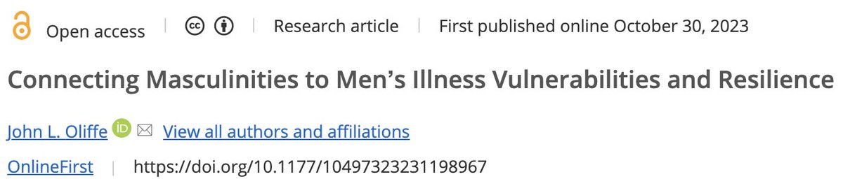 UBC Men’s Health Research Program (@menshealthubc) on Twitter photo From <a href="/drjohnoliffe/">Dr. John Oliffe</a>: You don’t know lonely until you solo author a paper. 2 years & 55 drafts later, I am SO PLEASED to share my 12th and final solo authored article 😊!
Congrats, John! We are SO VERY HAPPY for you! 🎉
➡️Read his paper here!
journals.sagepub.com/doi/10.1177/10…
<a href="/UBCNursing/">UBC Nursing</a> From <a href="/drjohnoliffe/">Dr. John Oliffe</a>: You don’t know lonely until you solo author a paper. 2 years & 55 drafts later, I am SO PLEASED to share my 12th and final solo authored article 😊!
Congrats, John! We are SO VERY HAPPY for you! 🎉
➡️Read his paper here!
journals.sagepub.com/doi/10.1177/10…
<a href="/UBCNursing/">UBC Nursing</a>