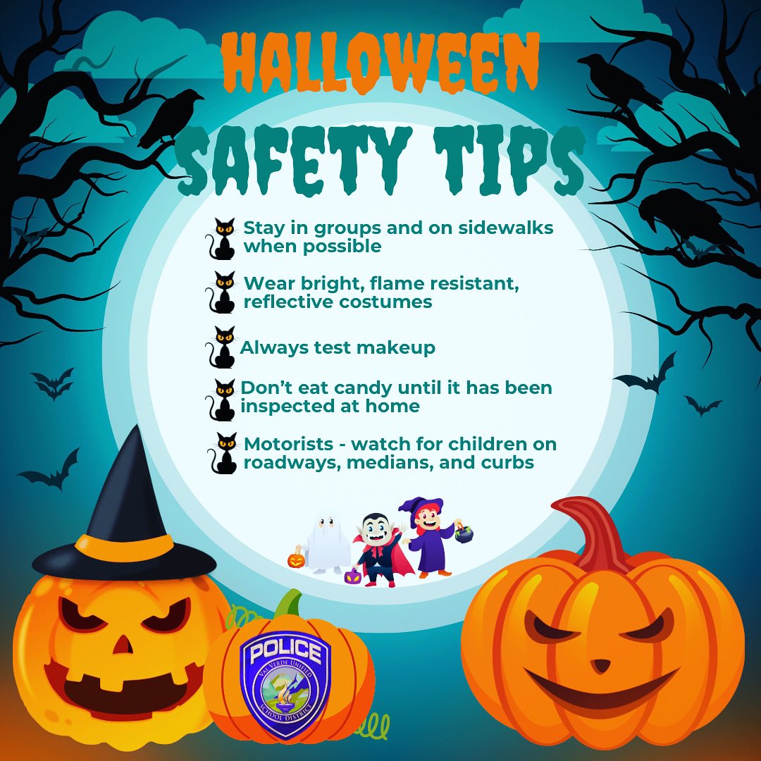 VVUSDPD's tweet photo. We would like to remind families to keep your Halloween safe and full of fun! ππ» Visit the National Safety Council at https://t.co/8BCX5fLGM6 for more seasonal safety tips β¨
#HalloweenSafety #SpookyTips #SafetyFirst #TrickorTreat #StayVisible https://t.co/6HDGgpuYUs