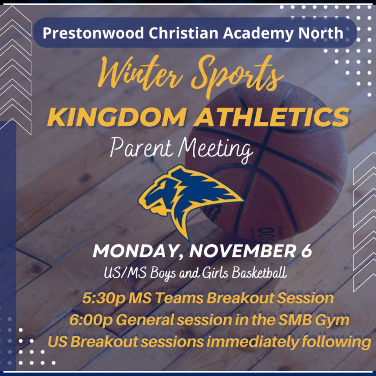 PCANorthSports's tweet photo. Please join us for our upcoming Winter Kingdom Athletics Parent Meeting.
📆 Monday, November 6
⏱5:30p MS Breakout 
⏱6:00p MS/US General Session 
⏱6:45p US Breakout Session 
📍PCA North SMB and Classrooms https://t.co/uQrBZ27LXQ