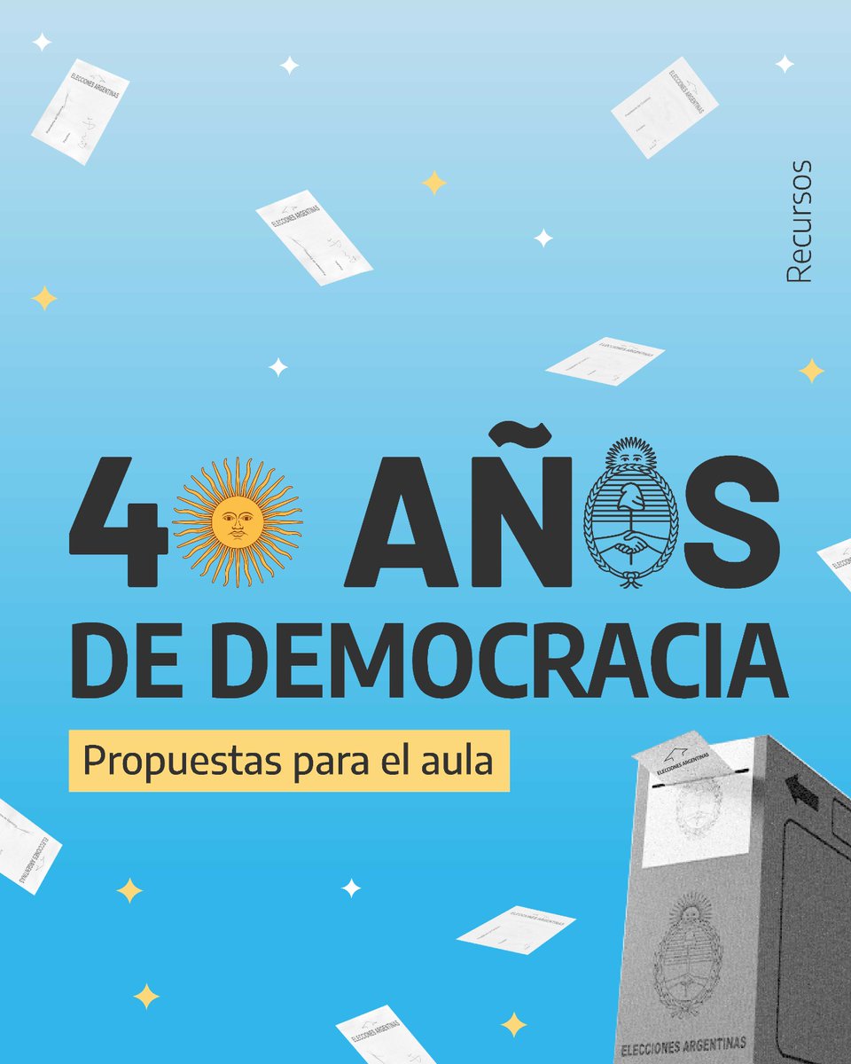 EducarseAr's tweet photo. #40AñosDeDemocracia

En @educarportal elaboramos esta colección de recursos para trabajar en el aula durante todo el año el 40° aniversario del regreso de la democracia en Argentina.

📌https://t.co/SH9lzkd8qm https://t.co/MMGLXOkyXr