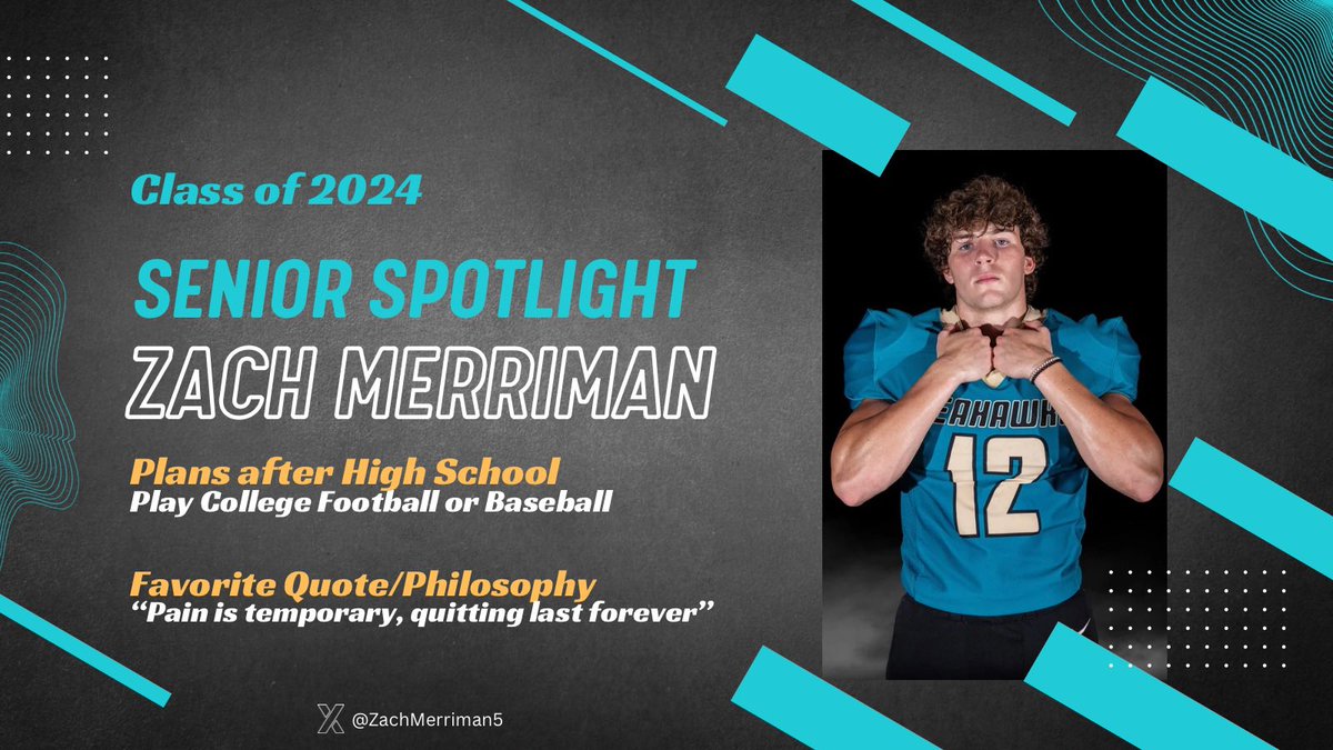 SLHSFBBOOSTERS's tweet photo. SENIOR HIGHLIGHT
Zach Merriman
@ZachMerriman5 
This Friday is our last game &amp; senior night! 
Come out &amp; watch him play! https://t.co/xsBqZoDAHD