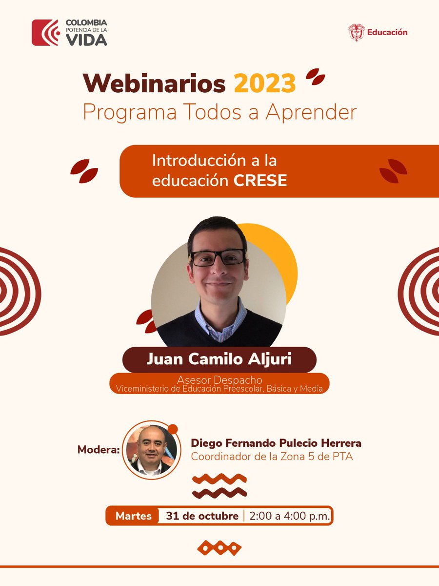 No te pierdas nuestro webinar “Introducción a la educación CRESE”. 

¡Te esperamos! 
📅 Martes 31 de octubre a las 2:00 p.m.
📽️Conéctate a la transmisión aquí 👇🏻
youtube.com/live/LJTvQLdvJ…